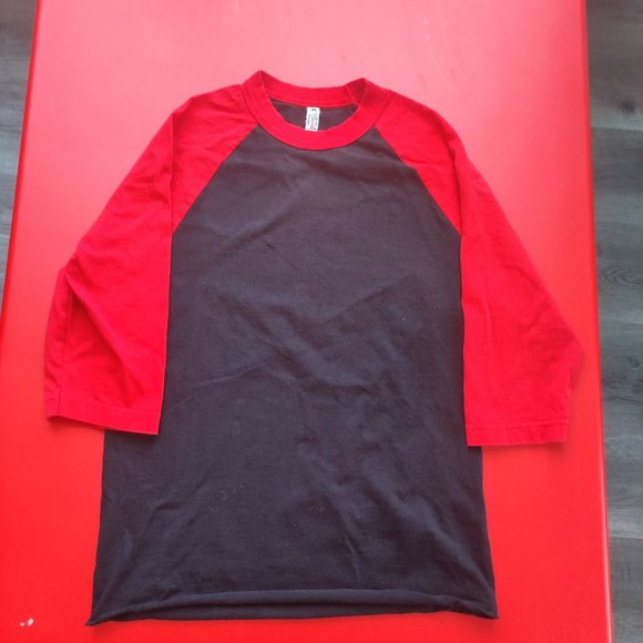 Alstyle black & red 3/4 long sleeve Tee men's size S - Picture 1 of 4